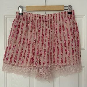 Victoria's Secret Floral Striped Lace Trim Sleep Shorts-Size Small
